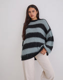 Image of Daren Jumper in Grey and Charcoal Stripes