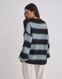 Image of Daren Jumper in Grey and Charcoal Stripes