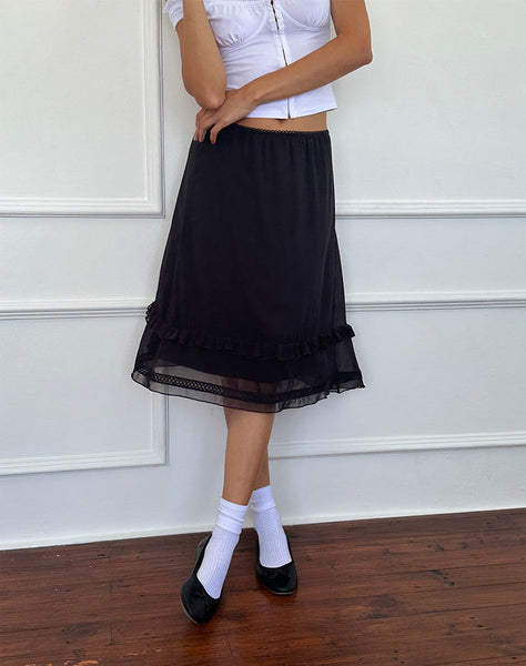 Image of Lenuta Chiffon Midi Skirt in Black