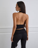 Image of Nyra High Neck Top in Cupro Black
