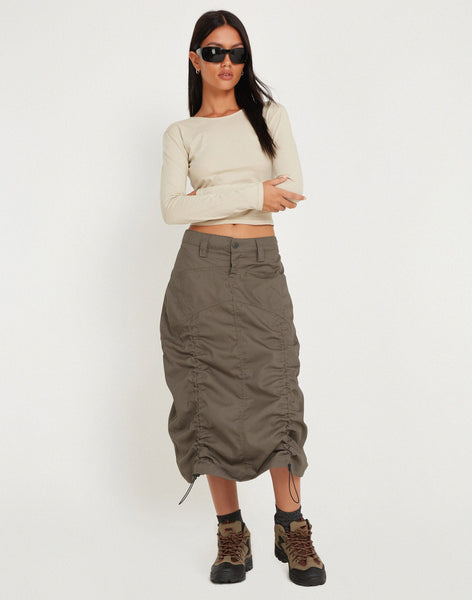 Image of Eisig Cargo Midi Skirt in Fossil