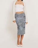 Image of Eldonia Midi Skirt in Mesh Fluid Digi Print