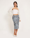 Image of Eldonia Midi Skirt in Mesh Fluid Digi Print