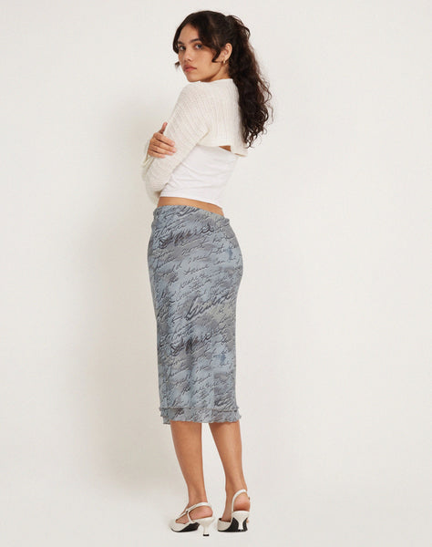 Image of Eldonia Midi Skirt in Mesh Fluid Digi Print