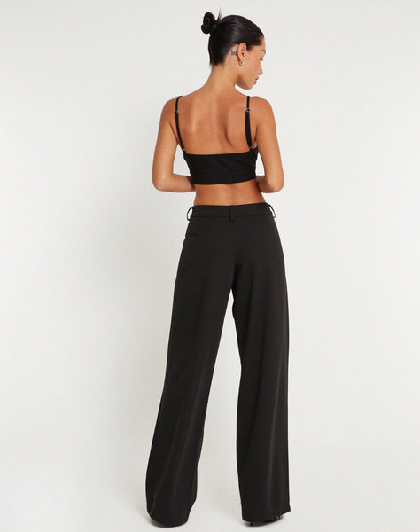 Image of Elenia Buckle Detail Crop Top in Black