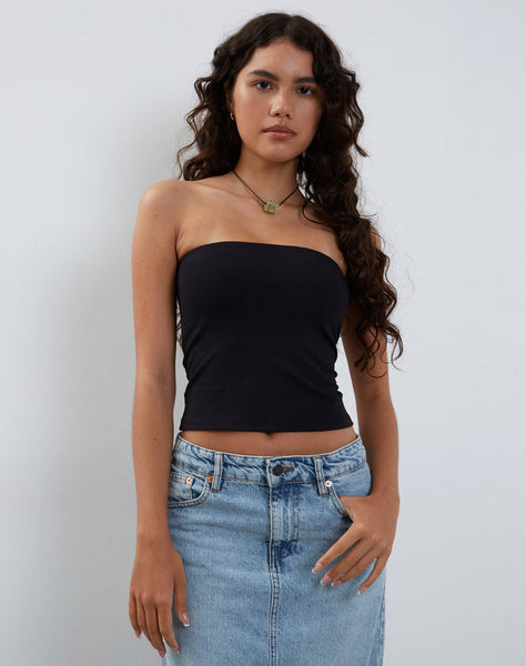 image of Elia Heavy Lycra Bandeau Top in Lycra Black