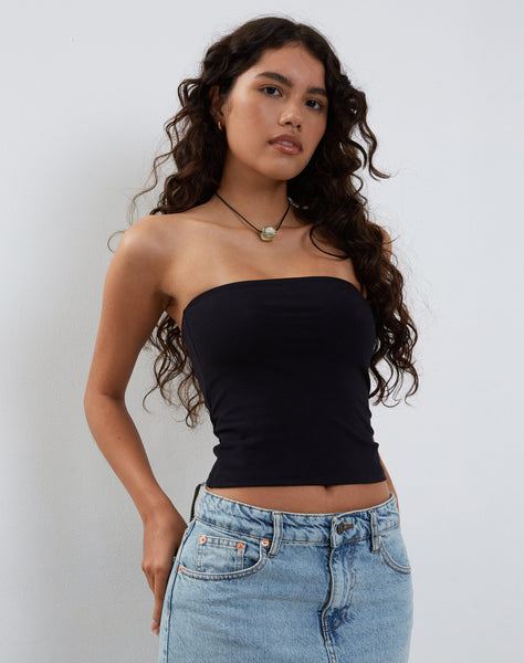 image of Elia Heavy Lycra Bandeau Top in Lycra Black