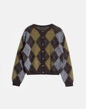 Image of Eliana Cardigan in Knit Argyle Brown