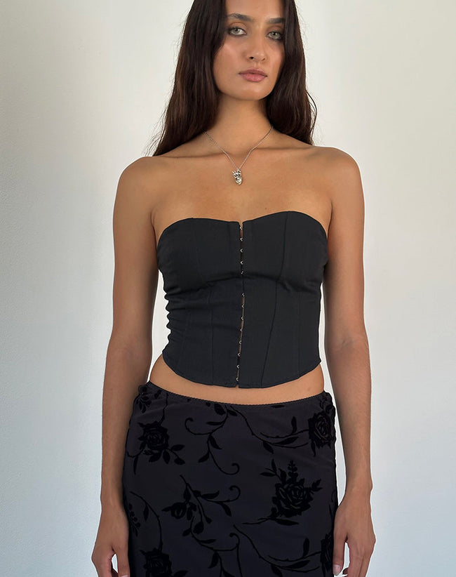 Image of Elita Hook and Eye Corset Top in Black