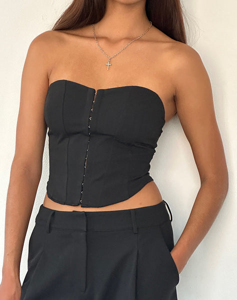 Image of Elita Hook and Eye Corset Top in Black