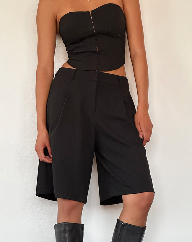 Image of Ayna Longline Shorts in Tailoring Black