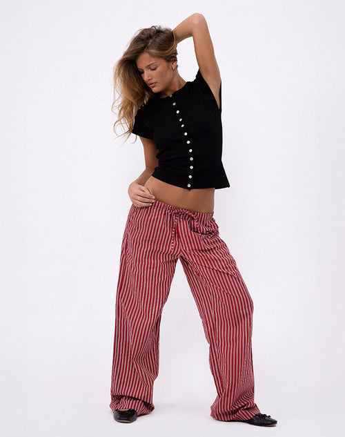 Image of Lirura Casual Trouser in Maroon Stripe