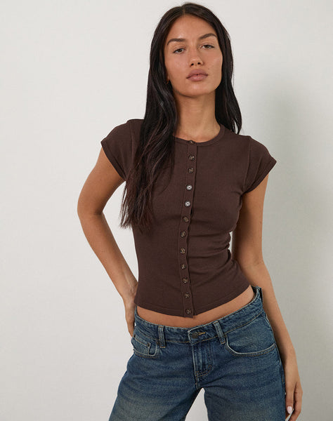 Image of Elmira Top in Knit Bitter Chocolate