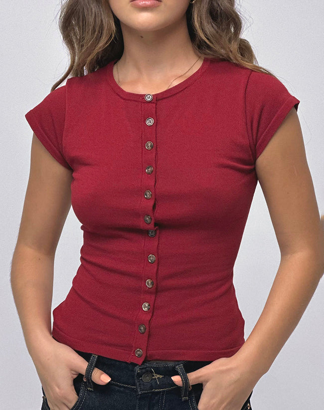 Image of Elmira Top in Knit Burgundy