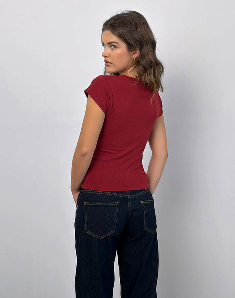 Image of Elmira Top in Knit Burgundy