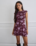 Image of Elorina Mini Dress in Blooming Bliss Burgundy