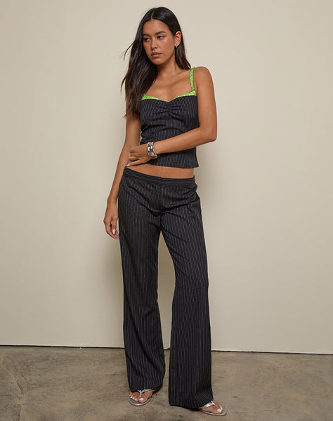Image of Ganta Slim Trouser in Pinstripe Black