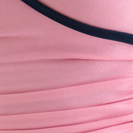 Laird Wrap Top in Ballet Pink with Navy Binding