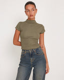 Image of Elton High Neck Top in Khaki