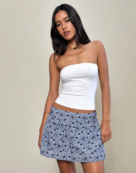 Image of Elvira Mini Skirt in Blue Striped Flowers