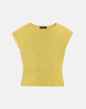 Image of Elyra Asymmetric Top in Knit Golden Green
