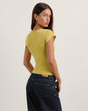 Image of Elyra Asymmetric Top in Knit Golden Green