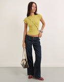 Image of Elyra Asymmetric Top in Knit Golden Green