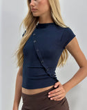 Image of Elyra Asymmetric Top in Knit Navy
