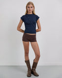 Image of Elyra Asymmetric Top in Knit Navy