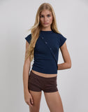 Image of Elyra Asymmetric Top in Knit Navy