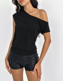 Image of Elysian Asymmetric Top in Cupro Black
