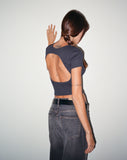 Image of Elyto Ribbed Open Back Top in Beluga Grey