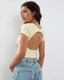 Image of Elyto Ribbed Open Back Top in Buttercream