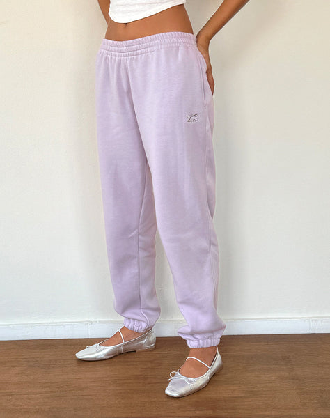 Image of Em Jogger in Violet Grey with Bow Embroidery