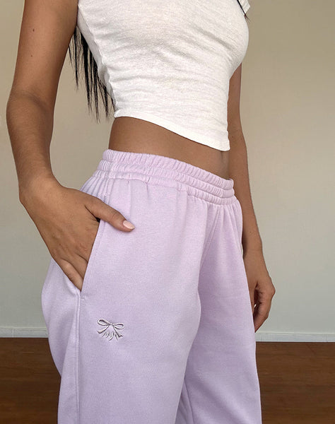 Image of Em Jogger in Violet Grey with Bow Embroidery