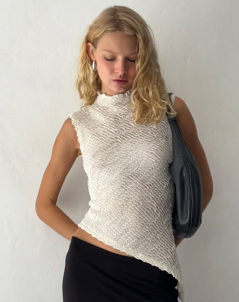 Image of Ember Sleevless Top in Textured Ivory