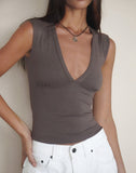Image of Emberly Plunge Top in Peppercorn