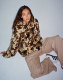 image of Emerson Faux Fur Jacket in Camo Brown Pebble