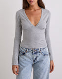 Image of Emesy Long Sleeve Top in Grey Marl