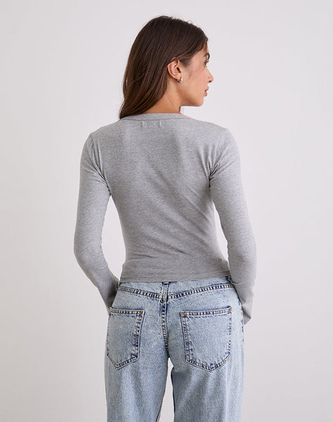 Image of Emesy Long Sleeve Top in Grey Marl