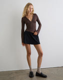Image of Emesy Long Sleeve Top in MIcro Polka Brown