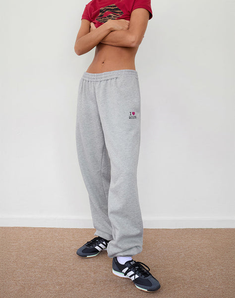 Image of Emiko Oversized Joggers in Grey Marl with I Love 2010's Print