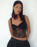 Image of Emilia Lace Frill Vest Top in Black