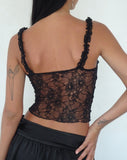 Image of Emilia Lace Frill Vest Top in Black