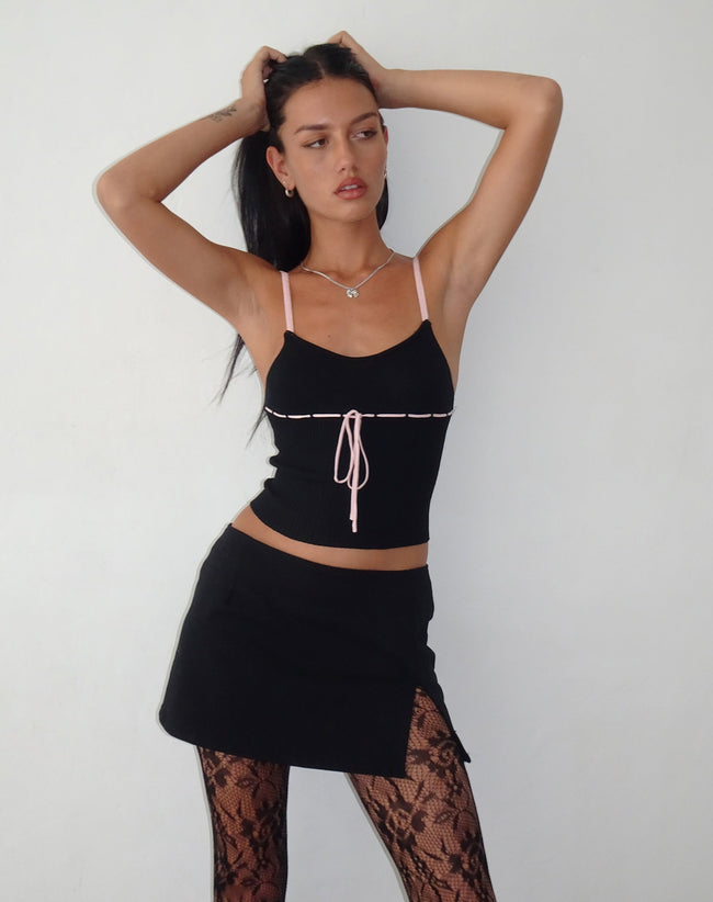 Image of Emonie Cami Top in Black with Pink Binding