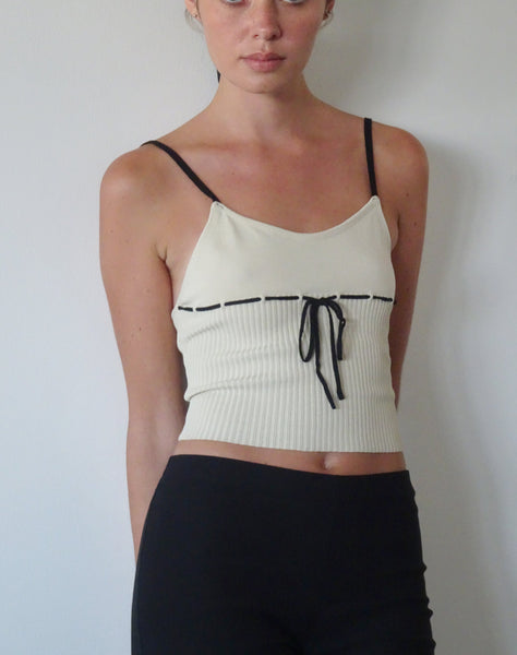 Image of Emonie Cami Top in Neutral with Black Binding