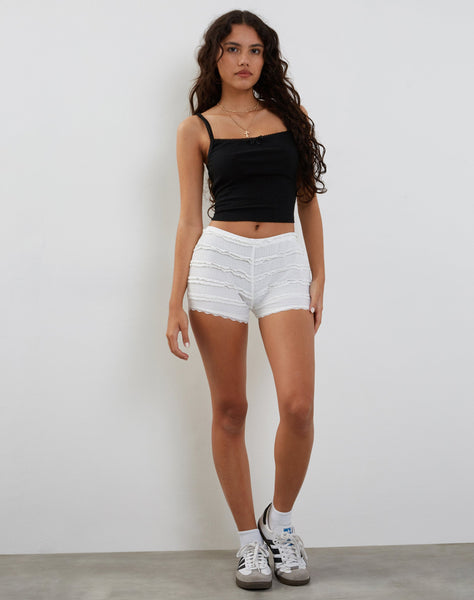 Image of Ena Frilly Bloomer Shorts in Ivory