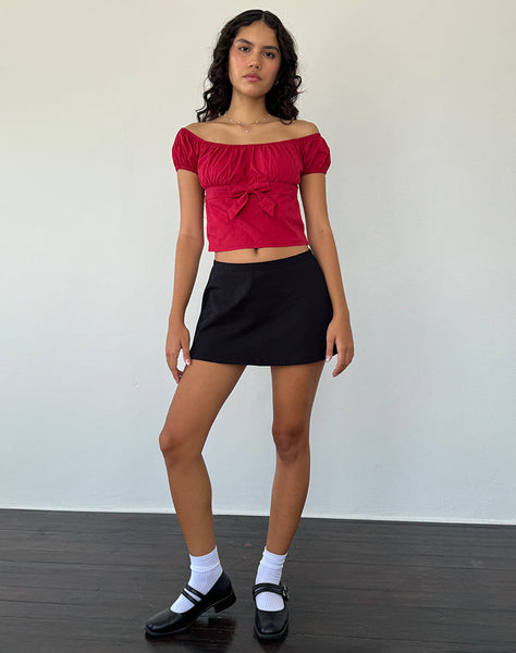 Image of Endah Bardot Top in Poplin Adrenaline Red