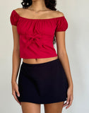 Image of Endah Bardot Top in Poplin Adrenaline Red