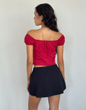 Image of Endah Bardot Top in Poplin Adrenaline Red